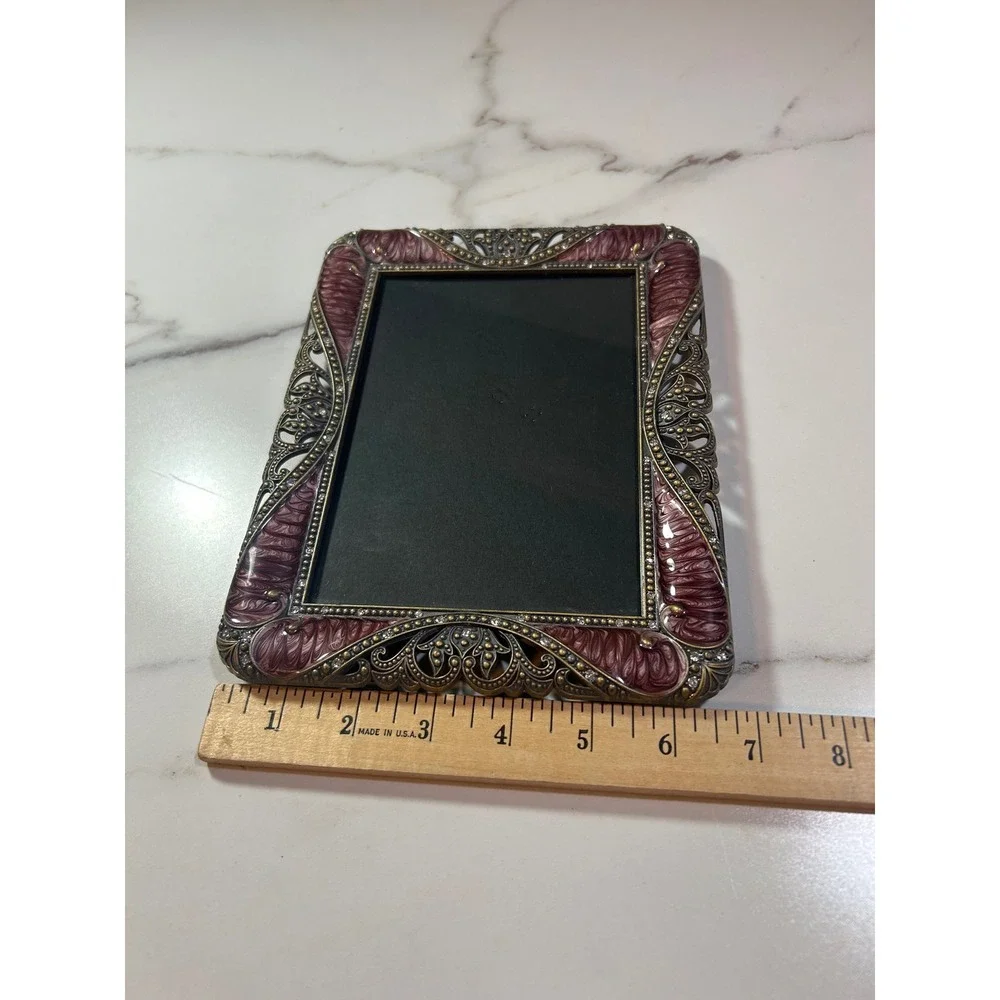 Vintage‎ Victorian Style Purple Enamel Filigree Rhinestone 5x7 Picture Frame